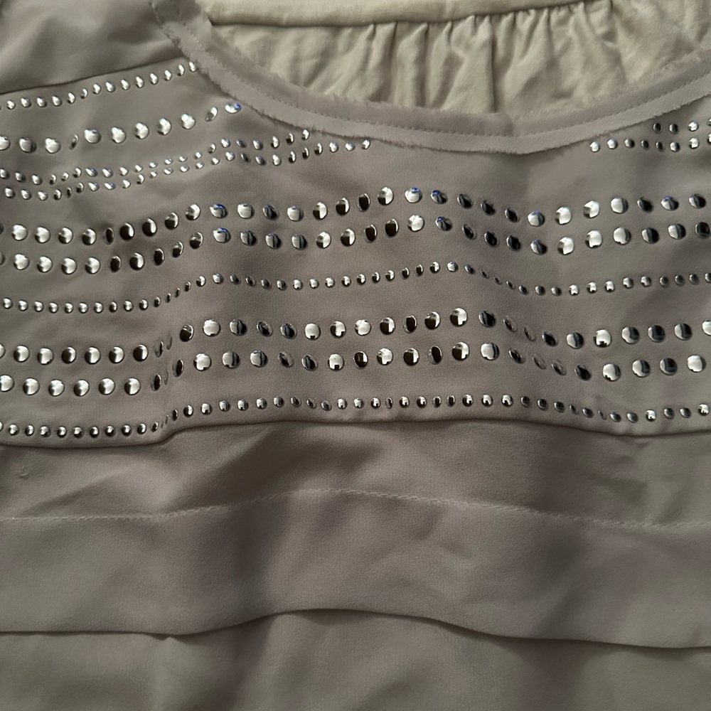 Alfani Tan Embellished Pleated Tank Top
